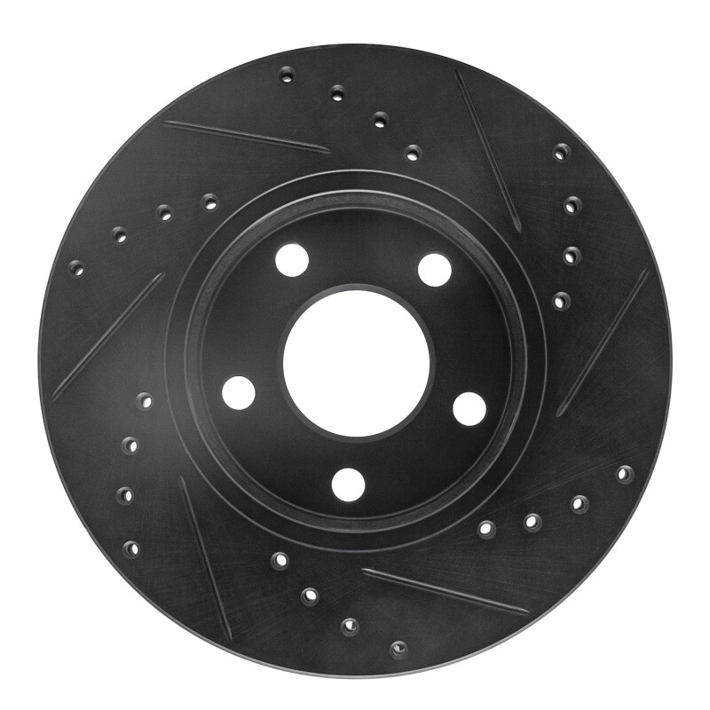 Chevrolet Malibu Brake Rotor (1) - Front Left - R1 Concepts - Drilled & Slotted - Black - `04-`08